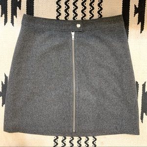 Madewell Grey Soft Wool Blend Studio Zip A-Line Mini Skirt, sz 6